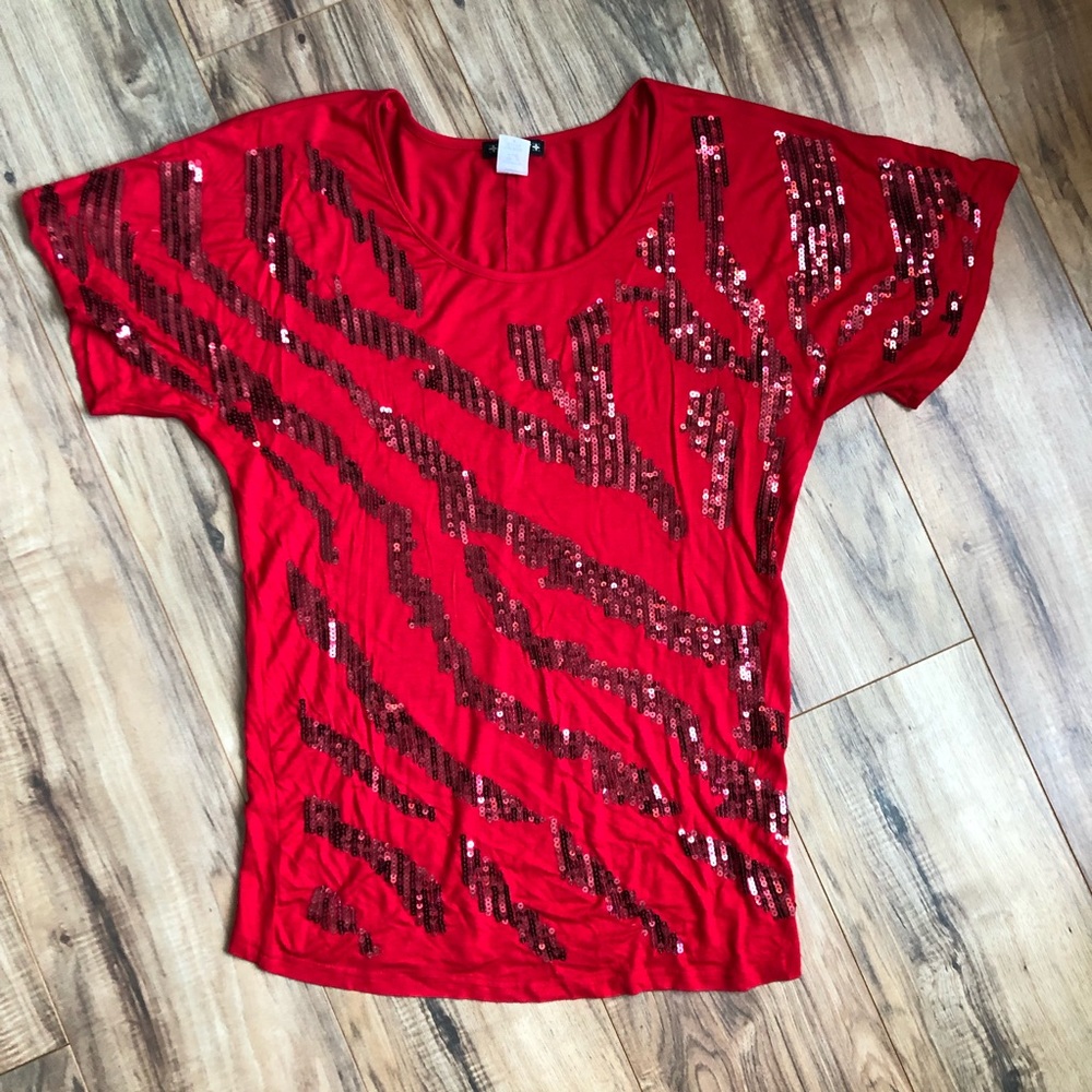 Stargazer Red Sequin Top